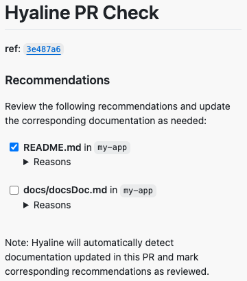 Screenshot of a Pull Request Comment